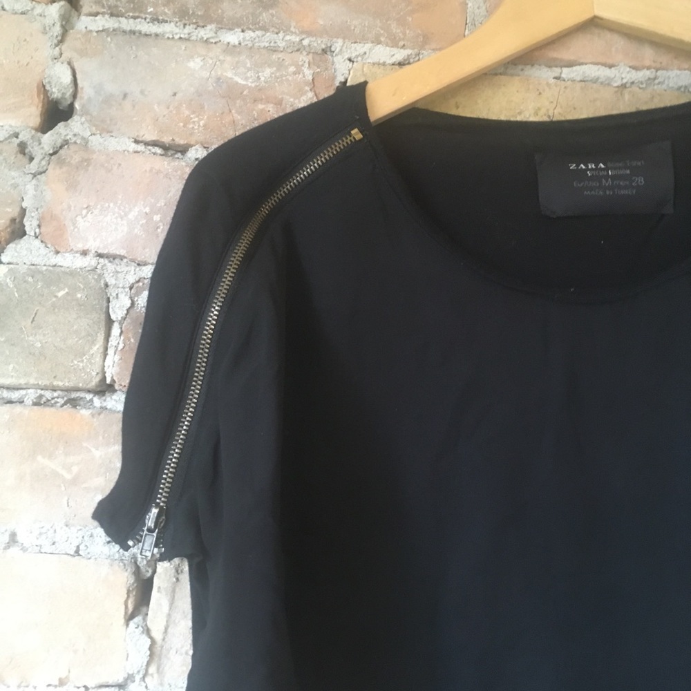 Zara Black Top with Zipper Detail